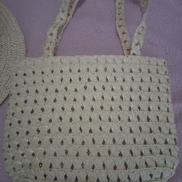 Girls Cream Straw Sun Hat with Floral Bow Size 24 Months - Picture 4 of 7